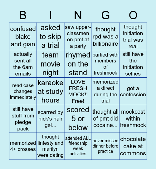 FRESHMOCK!!!!! Bingo Card
