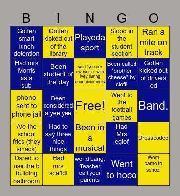 Freshman Bingo Card