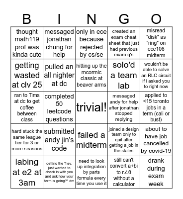 ECE Bingo Card