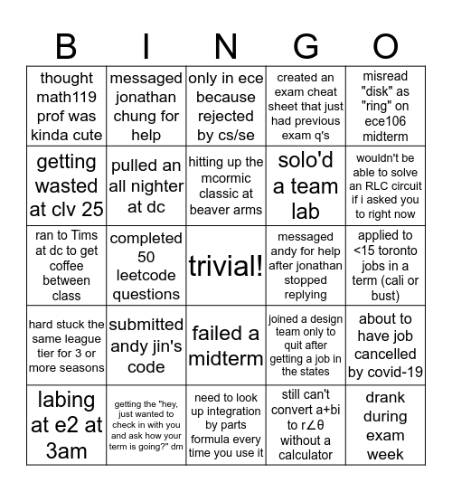 ECE Bingo Card