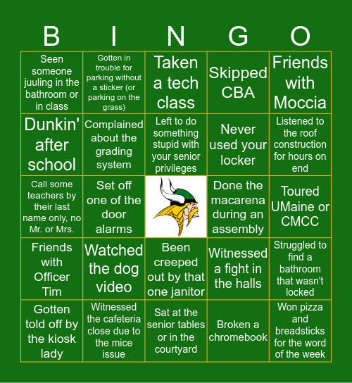 OHCHS Bingo Card