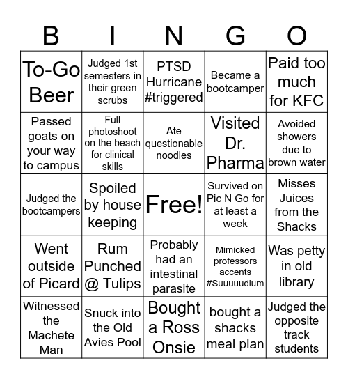 Dominica Ross Bingo #NotTheRemix Bingo Card