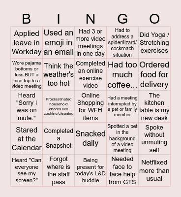 What happened in this week so far... Bingo Card