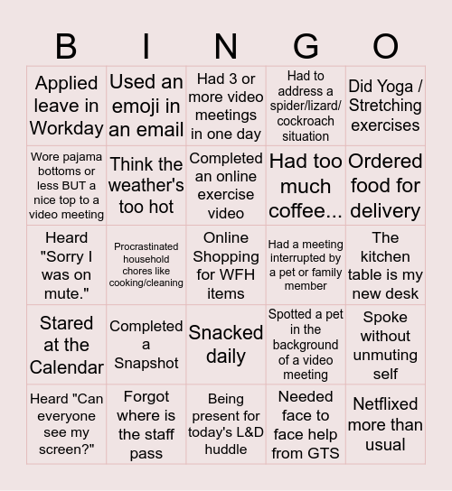 What happened in this week so far... Bingo Card