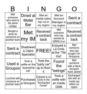 While in Chicago, I........  Bingo Card