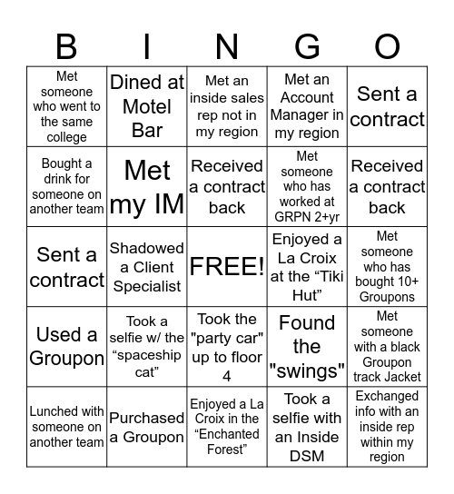 While in Chicago, I........  Bingo Card