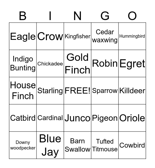 BIRD Bingo Card