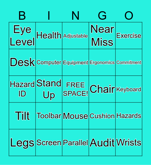 OFFICE ERGONOMICS Bingo Card