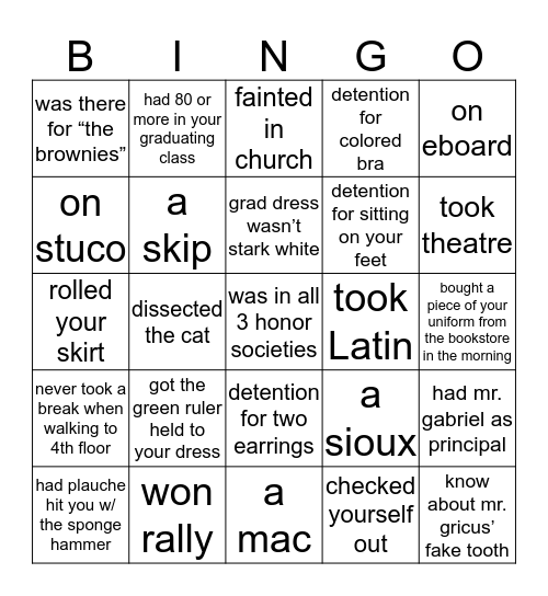 UA Bingo Card