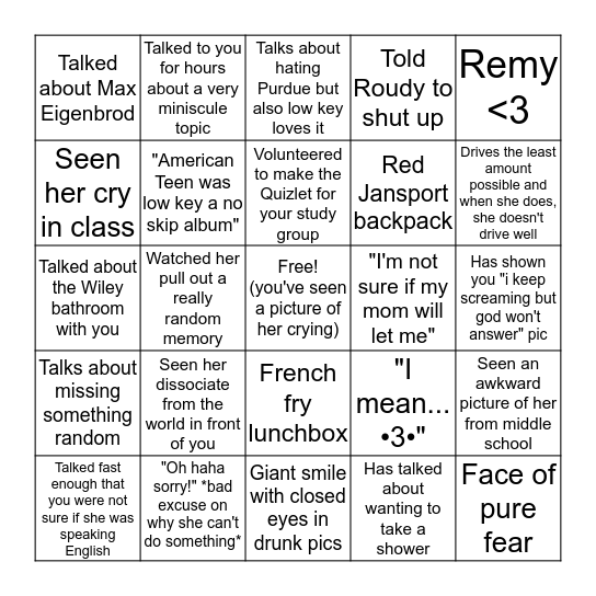 Chroos Bingo Card