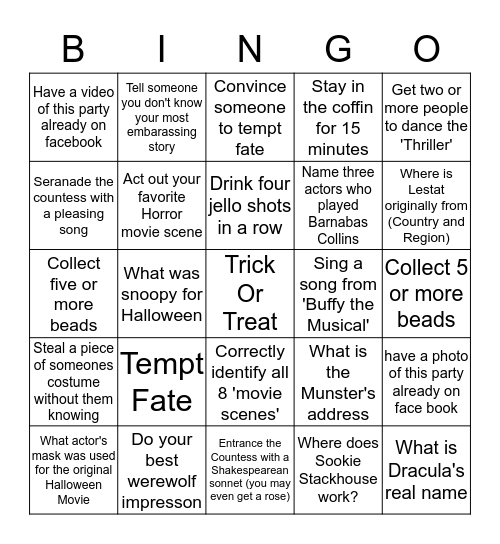 Halloween Bingo Card