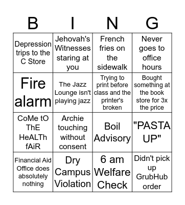 USI Bingo Card