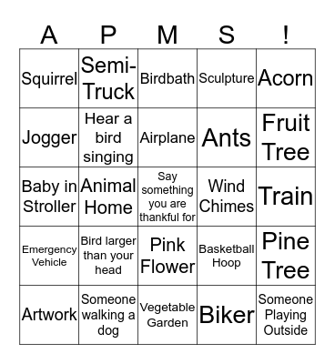 Walking Bingo Card