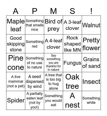 Nature Bingo Card