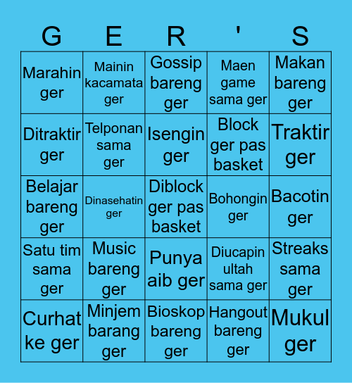 Ger's bingoooo Bingo Card