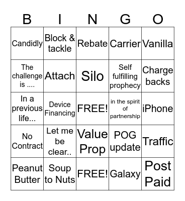 Corporate Bingo Card