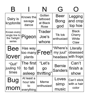 Fiona Bingo Card