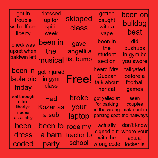 Freedom Bingo Card