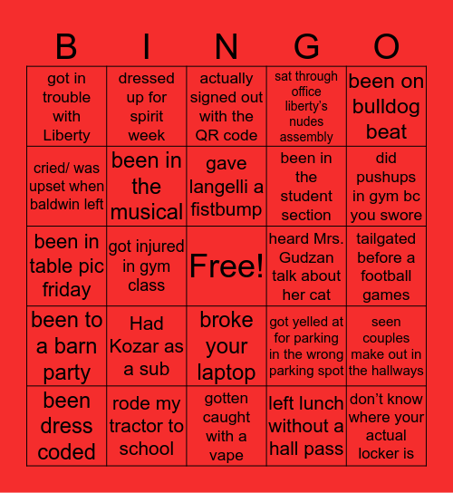 Freedom Bingo Card