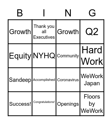 No Bailout for We Bingo Card