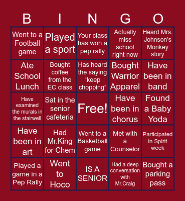 EAST GASTON Bingo Card