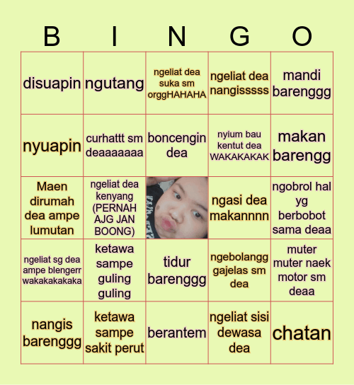 SEBERAPA DEKET LO SAMA DEAA!!! Bingo Card