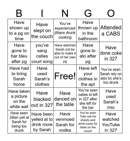 327 bingo Card