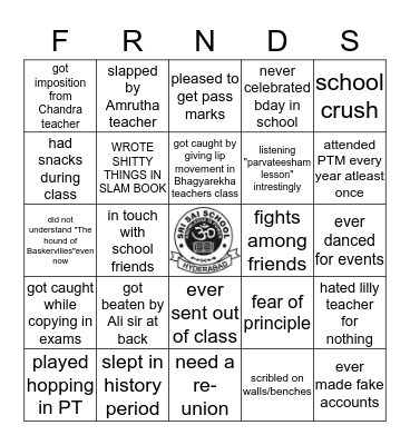 SRI SAI SCHOOL Bingo Card