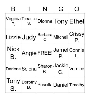 Smith Family Reunion 2014 Bingo Card