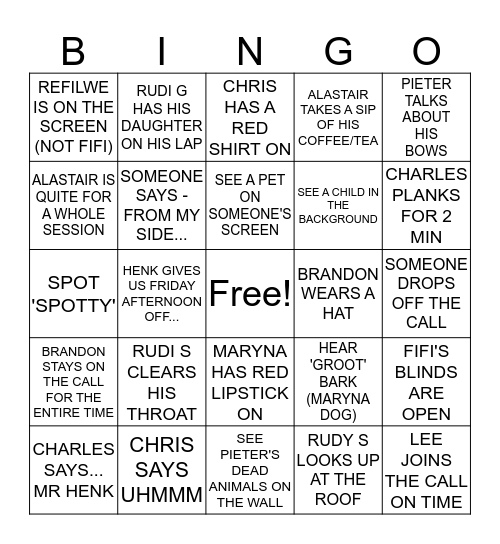 CMT TEAM CALL BINGO Card