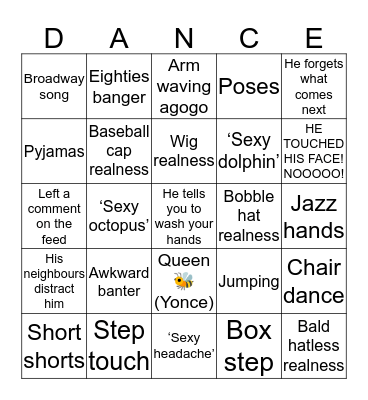 DANCE WITH AJ BINGO Card