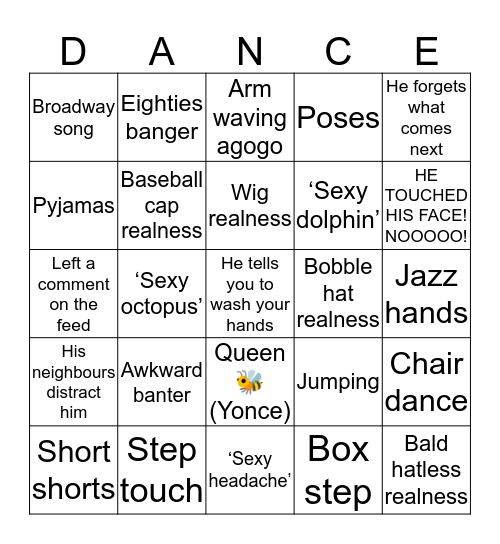 DANCE WITH AJ BINGO Card