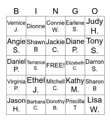 Smith Family Reunion 2014 Bingo Card