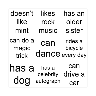 Find someone who... Bingo Card