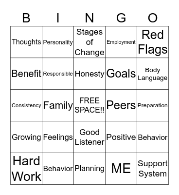 CHANGE Bingo Card