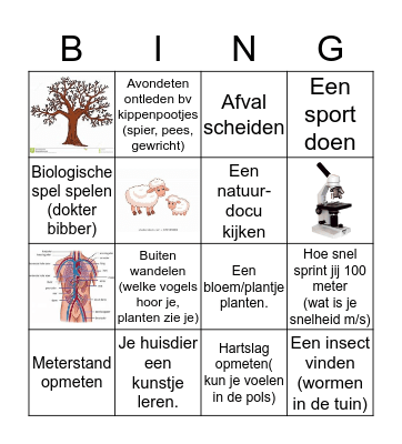 Mens & Natuur Bingo Card