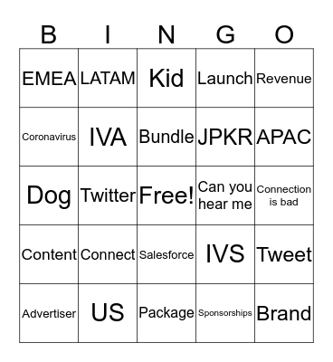 Global Content Sales Bingo Card
