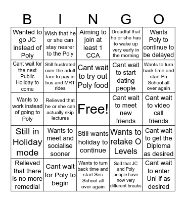 Polytechnic Edition Bingo Card