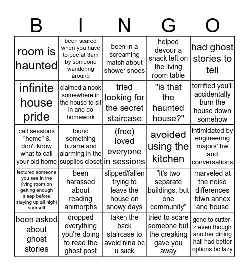 sessions spooky bingo!! Bingo Card