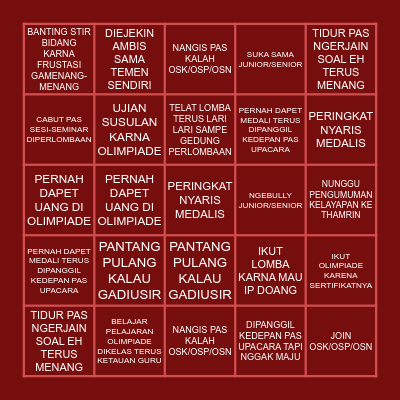 TIM OLIM SMANTIG CHECK Bingo Card