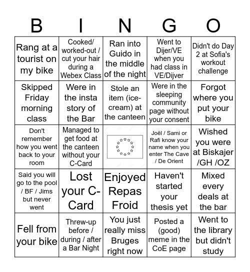 CoE BINGO Card