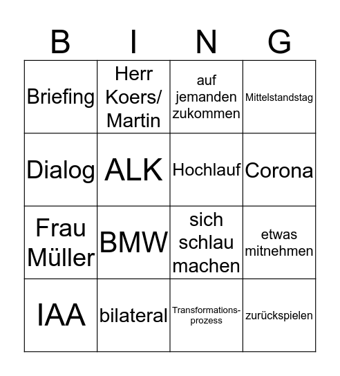 Zubehör-Bingo Card