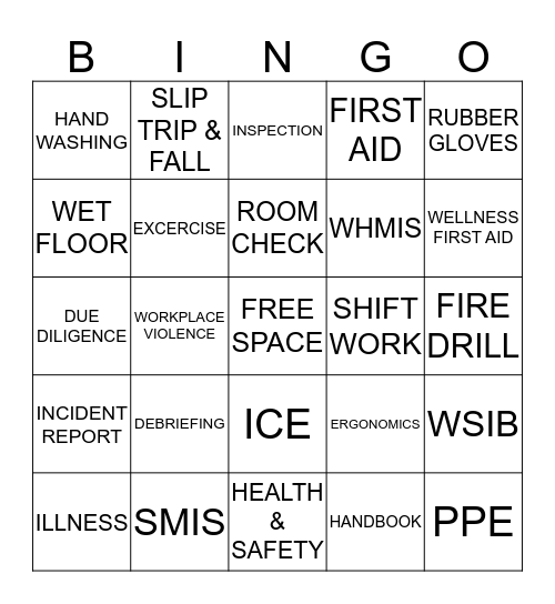 Health & Safety Day Bingo Card