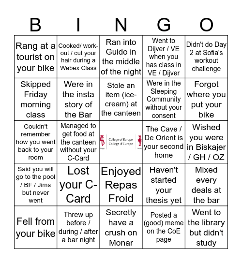 CoE BINGO Card