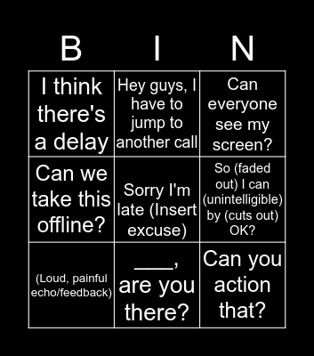 CONFERENCE CALL BINGO. Bingo Card