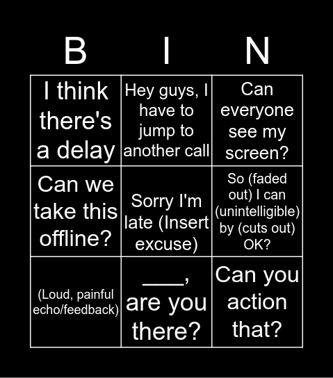 CONFERENCE CALL BINGO. Bingo Card