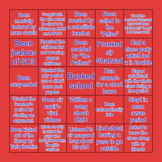 DMC BINGO Card