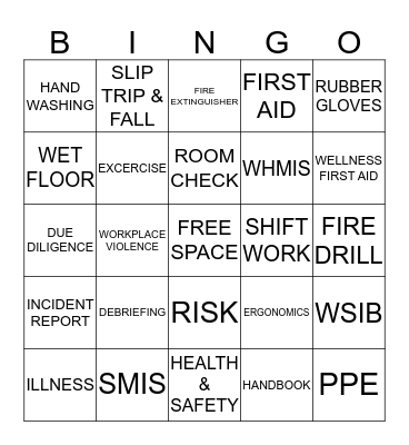 Health & Safety Day Bingo Card