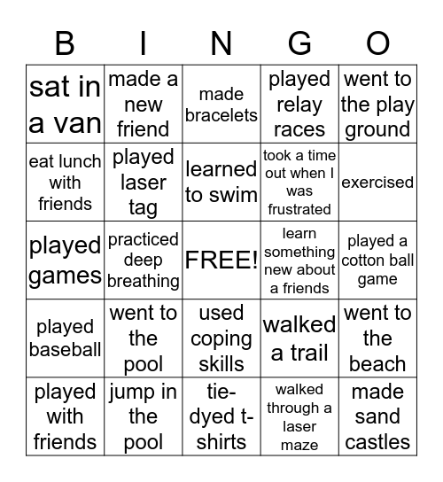 Kamp Key Point  Bingo Card