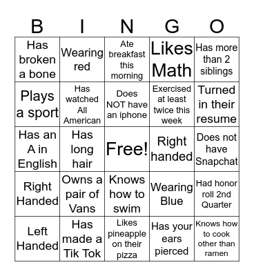 Fun Zoom Bingo Card